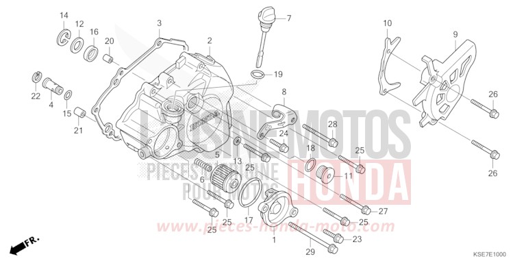 KURBELGEHAEUSEDECKEL, L. von CRF150R "Big Wheels" EXTREME RED (R292) von 2022